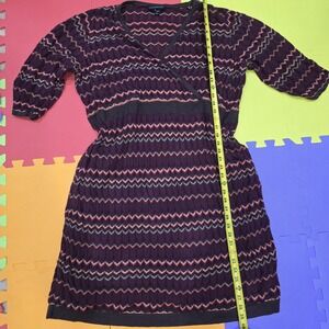 Lane Bryant Chevron Pointelle Knit Faux-Wrap Dress Plus Size 26/28‎ Purple Multi